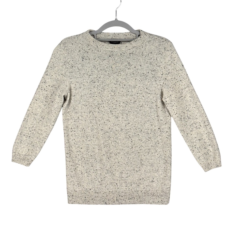 Talbots Gray Crewneck Cashmere Sweater Women's Small Speckled Soft Preppy